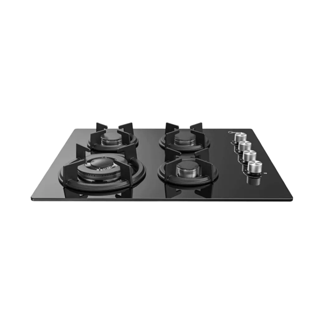 MIDEA 60GL403-60CM, Gas Hob, Black Glass Panel, Triple Ring Burner